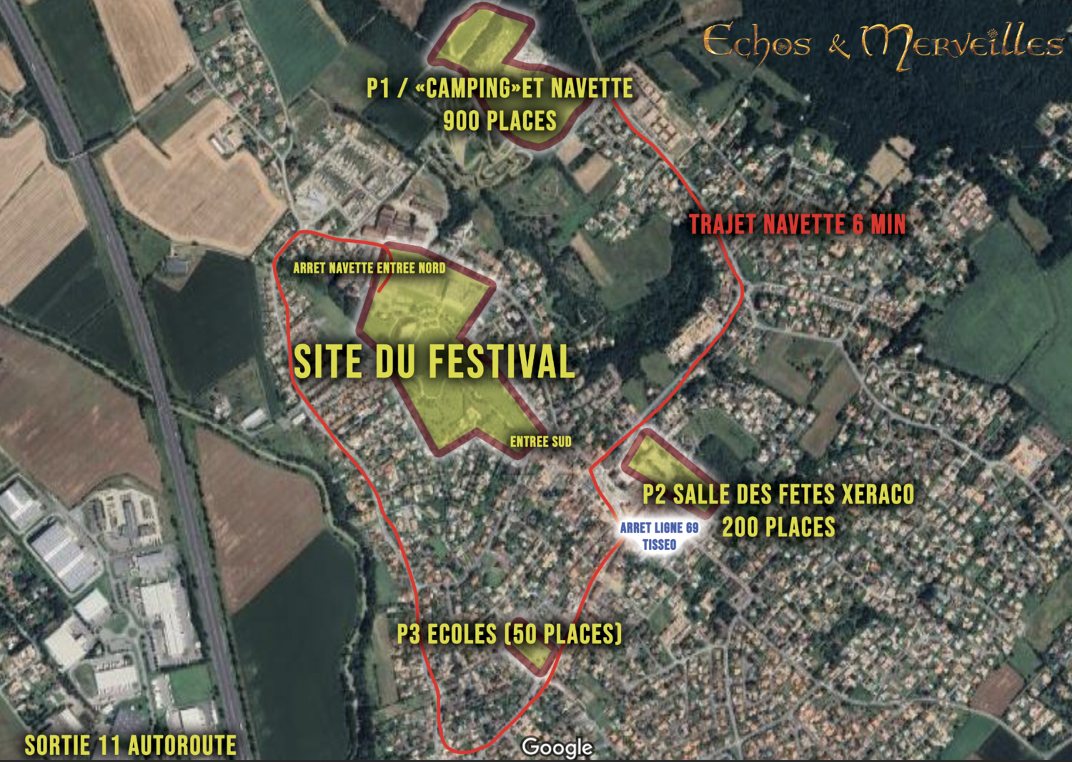 Plan de la navette du festival