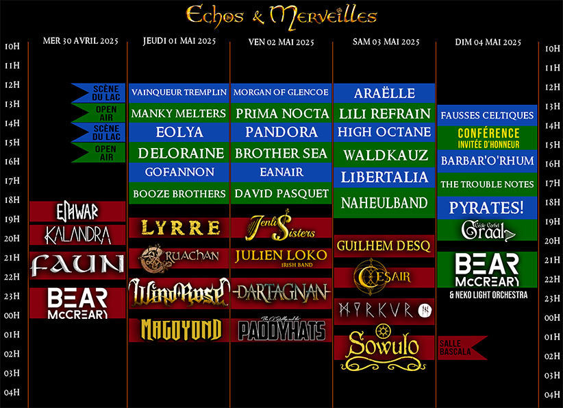 Planning des concerts